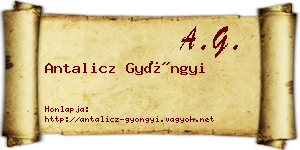 Antalicz Gyöngyi névjegykártya